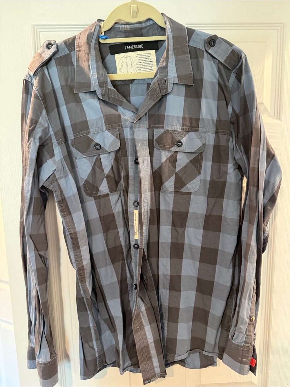 Zanerobe Blue & Gray Plaid Long-Sleeve Button-Up Shirt
